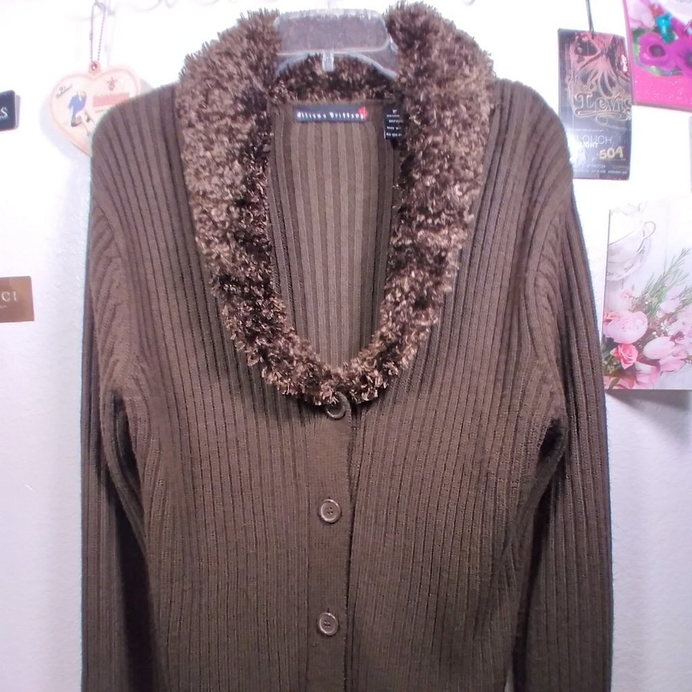 Allison Brittney Chevron Open Front Cardigan sz XL - Picture 2 of 12